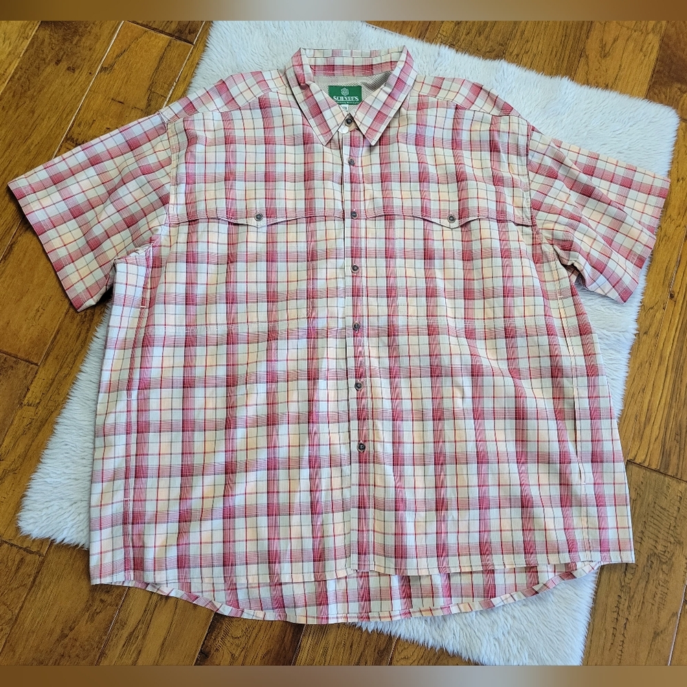 Schnee's Bozeman Montana Shirt Plaid Vented Short Sleeve Button Up Men's 3XL